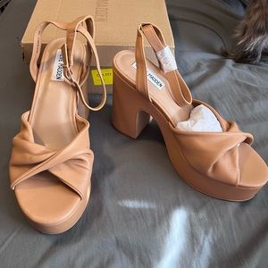Steve Madden Leather Block Strappy Heels 10